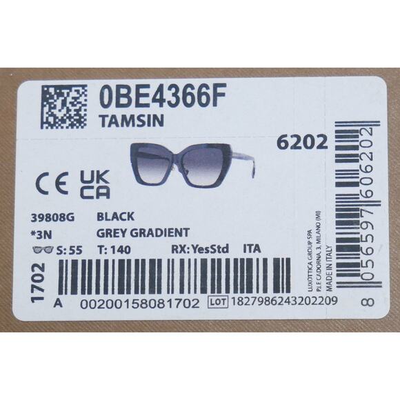 New Authentic Burberry Tasmin Black Sunglasses Italy BE4366 55-16-140 Grey Len main image 6